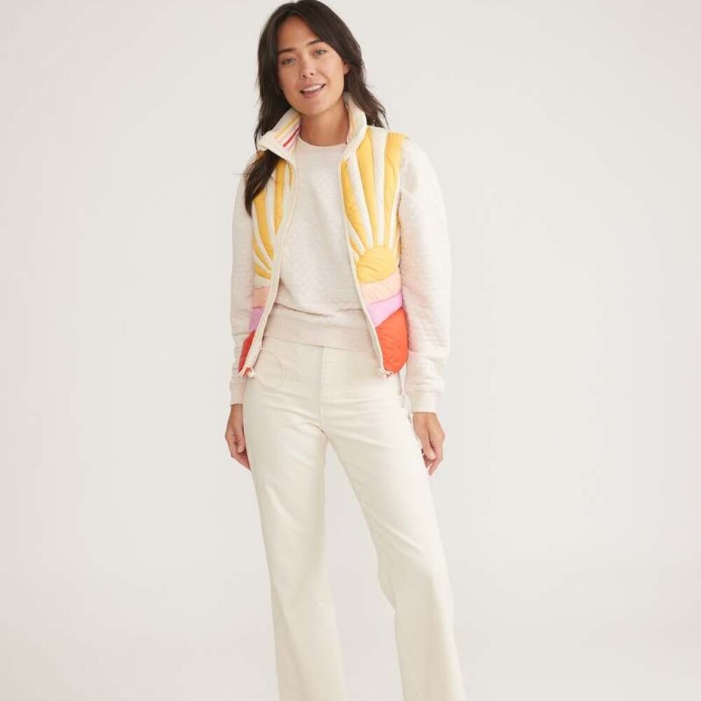 Marine Layer Archive Apres Sunset Puffer Vest in Navy Sun